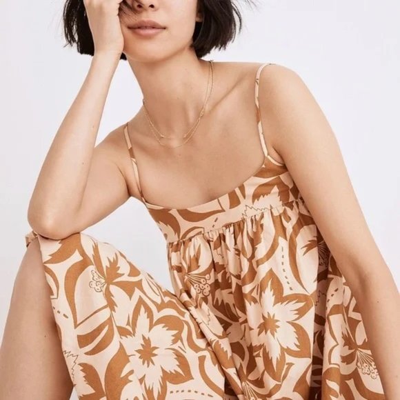NEW Madewell Linen-Blend Cami Midi Dress in Tropicale Floral NWT M Flowy Pockets - Picture 3 of 13